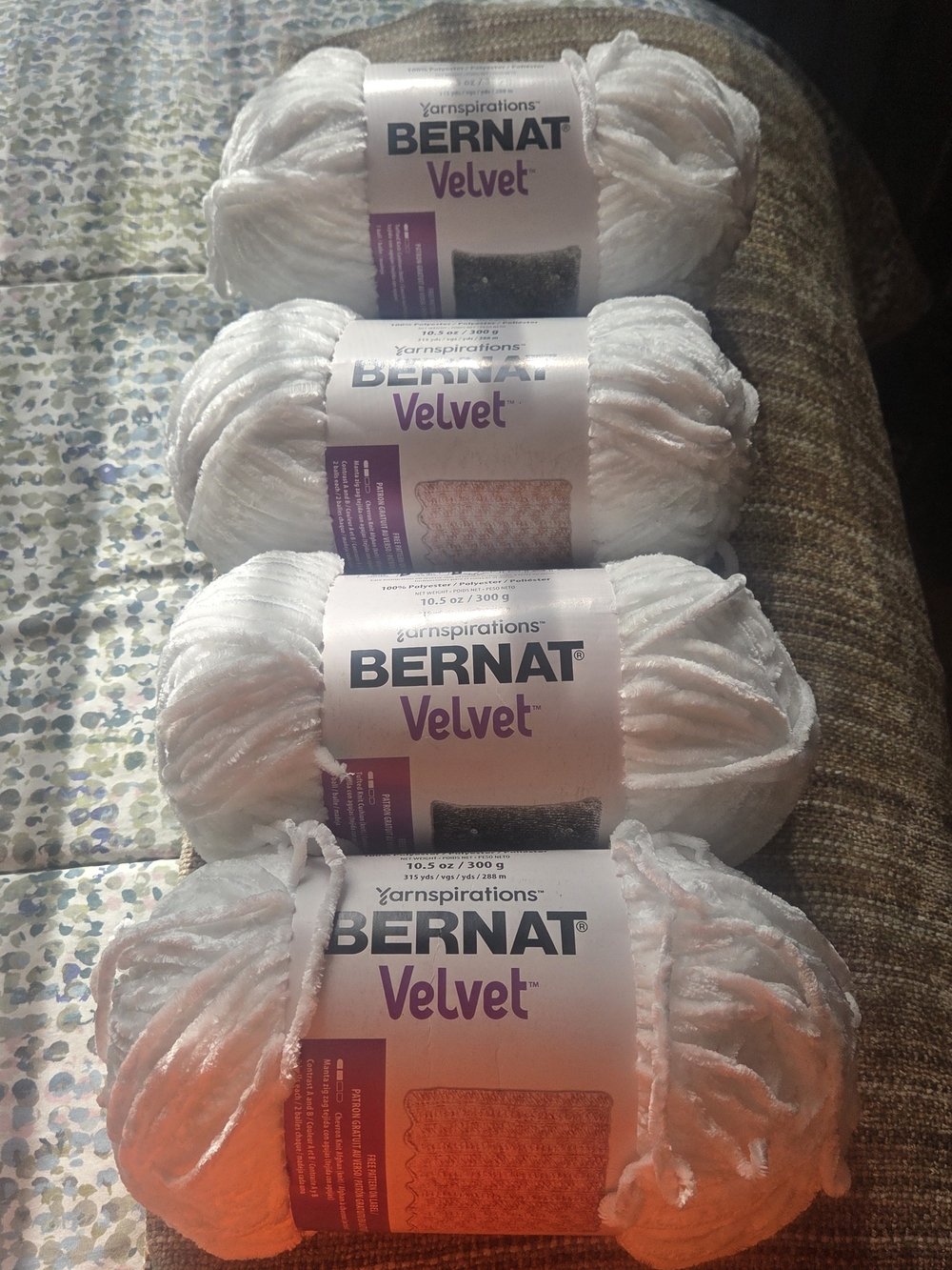 Bernat Velvet Plush Yarn in White - Soft Velvet Texture